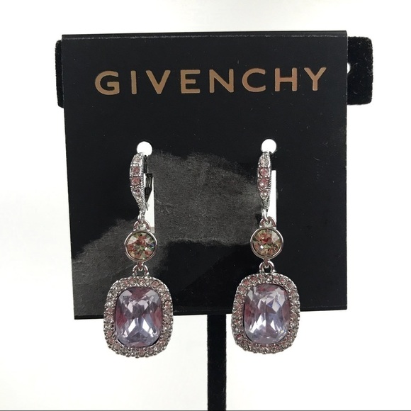 Givenchy Green & Purple Crystal Drop Earrings - Picture 1 of 3